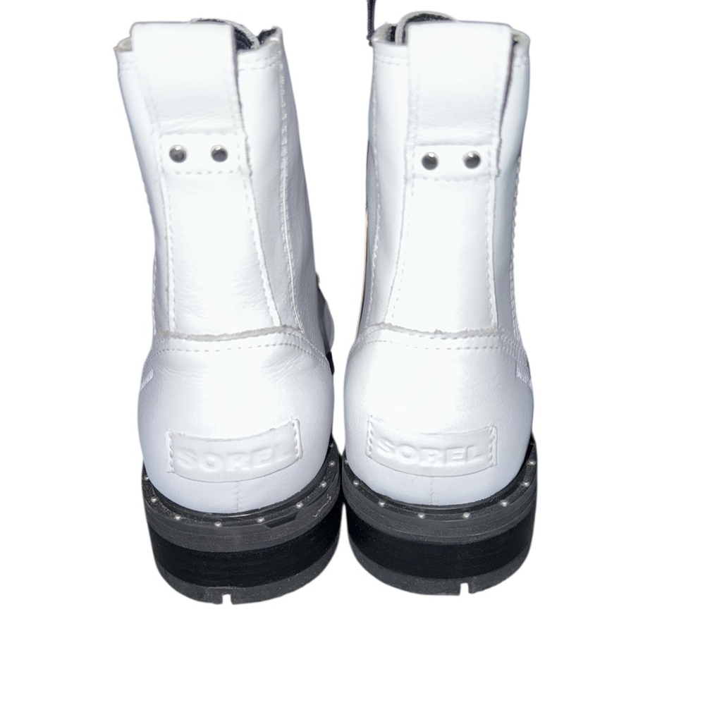 NWT Sorel ‘Lennox’ Lace White Leather Platform Ankle Combat Boots - Picture 11 of 14
